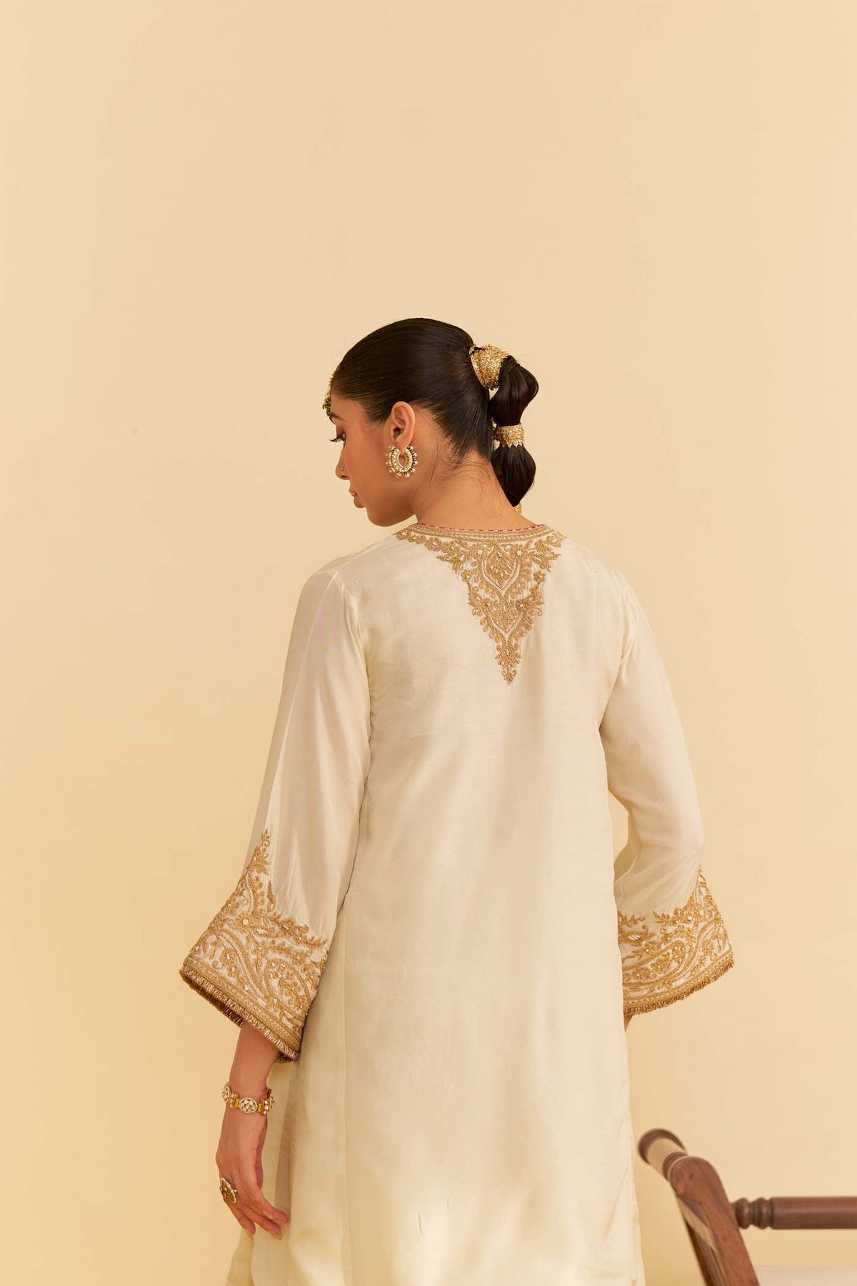 MARWA - DAISY IVORY SHORT CHAUGA WITH SALWAR