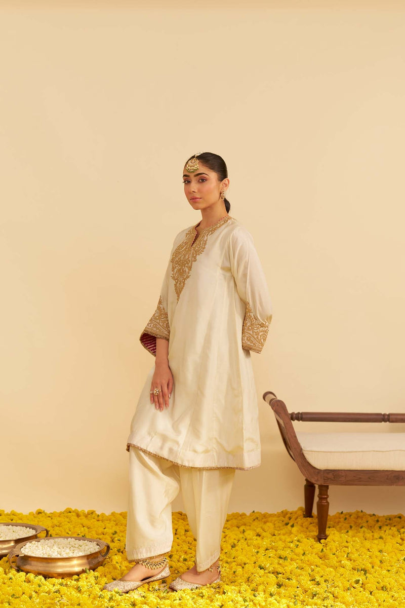 MARWA - DAISY IVORY SHORT CHAUGA WITH SALWAR (LXRTS)