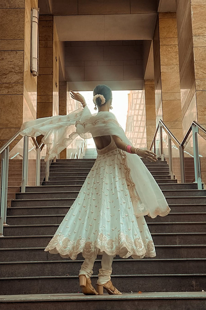 Mansi Ugale In Wafiya - Daisy Ivory Ankle Length Anarkali with Chooridaar and Dupatta