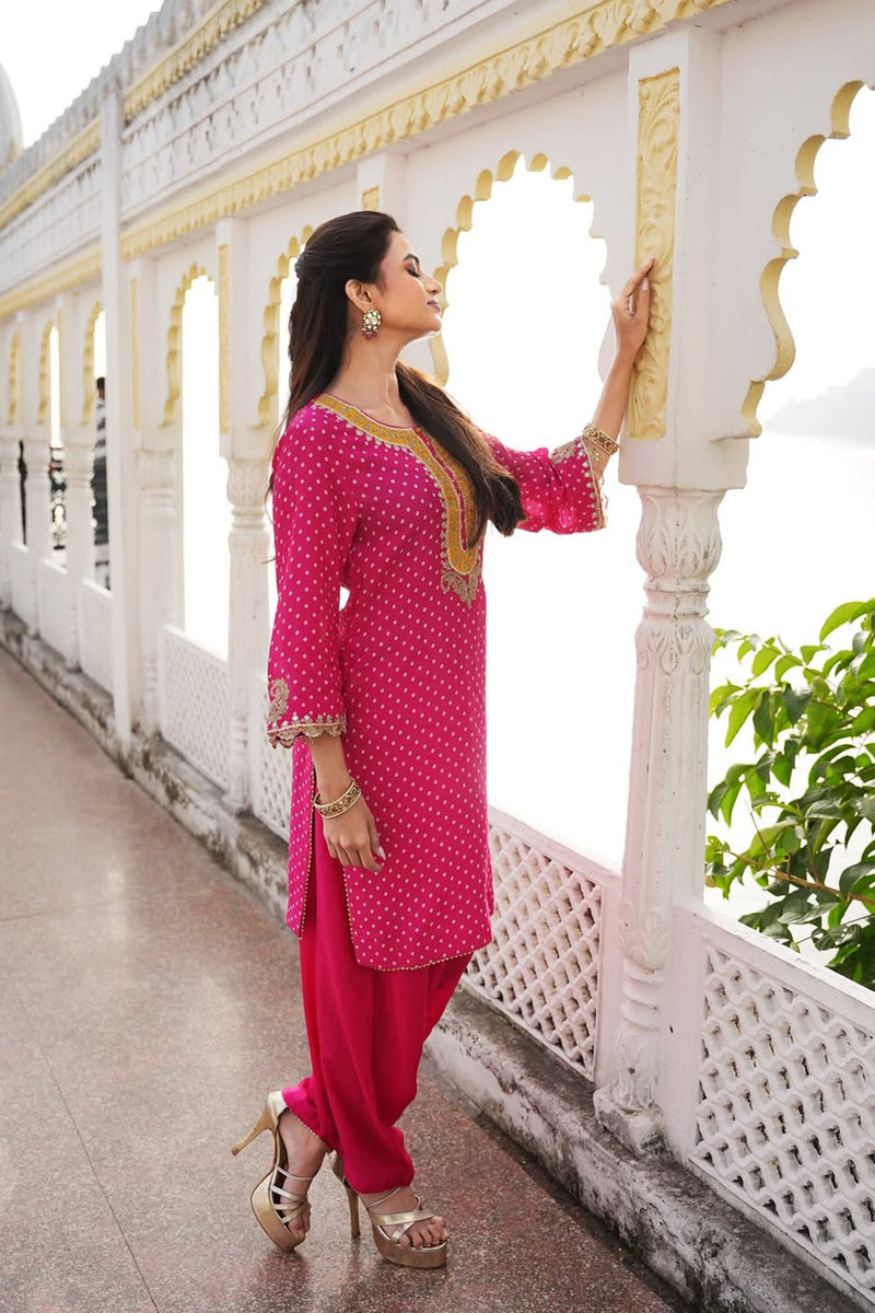 Vipra Mehta In Noora - Rani Hotpink Short Kurta with Salwar