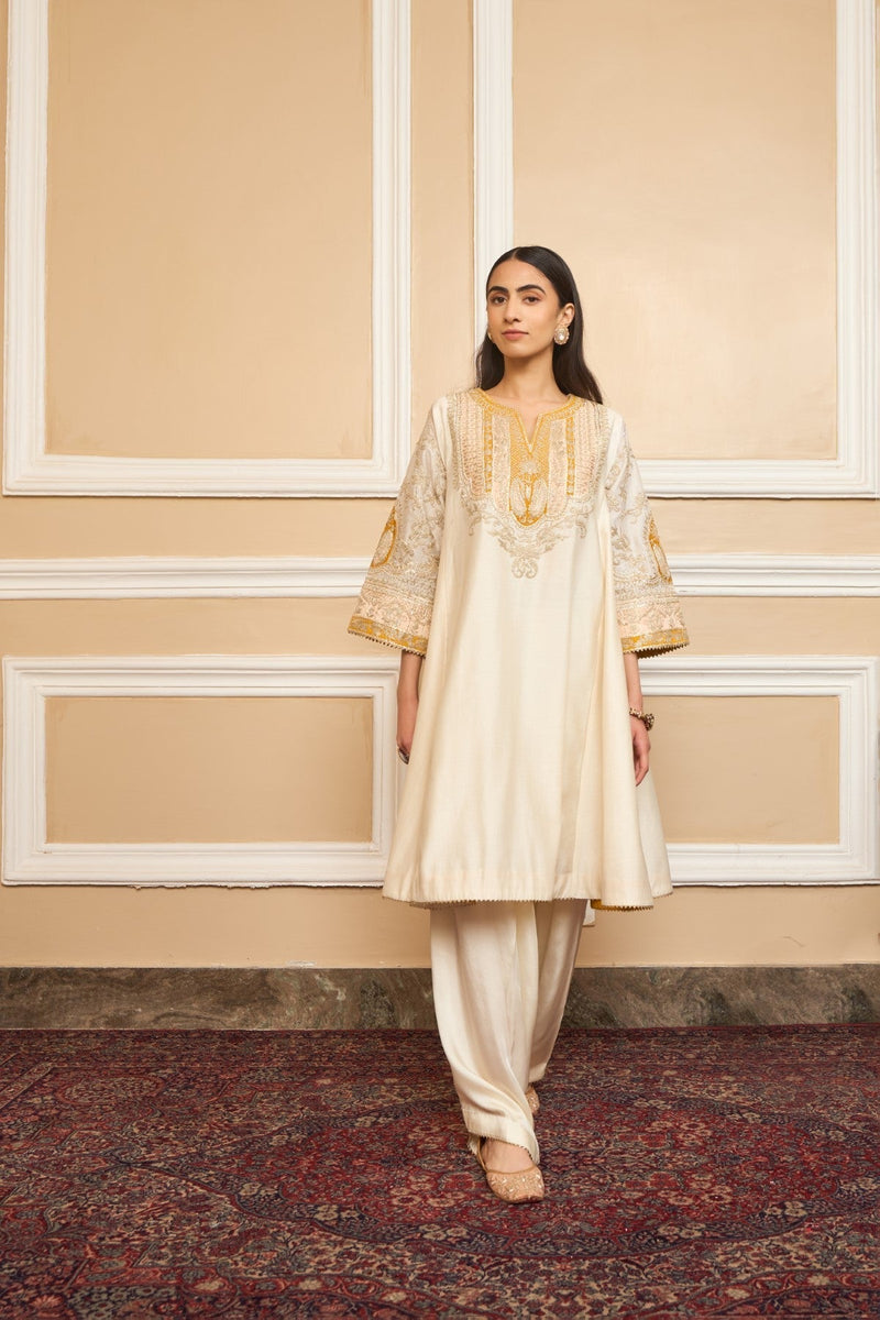 MOHSINA - DAISY IVORY SHORT KALIDAAR CHOGA WITH SALWAR (LXRTS)
