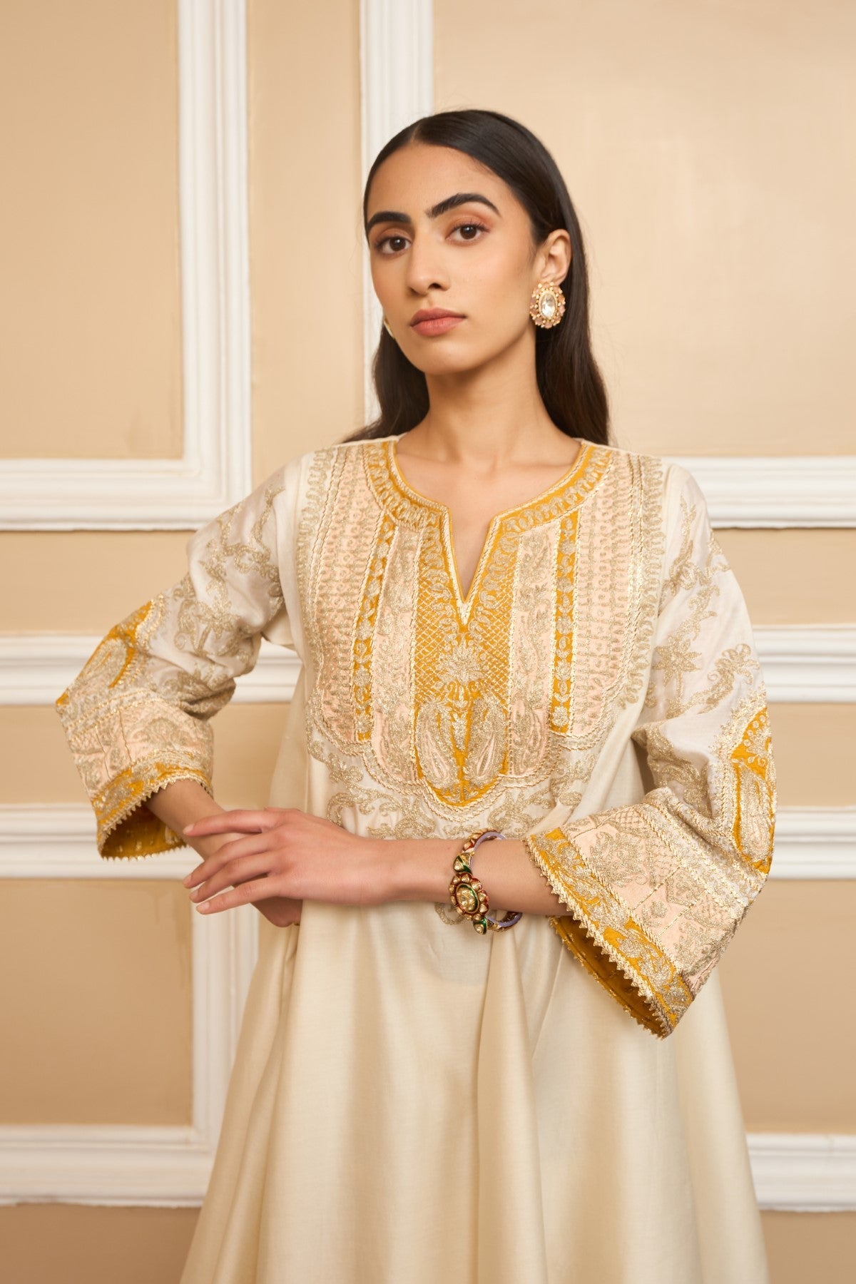 Anna Malhotra IN MOHSINA - DAISY IVORY SHORT KALIDAAR CHOGA WITH SALWAR