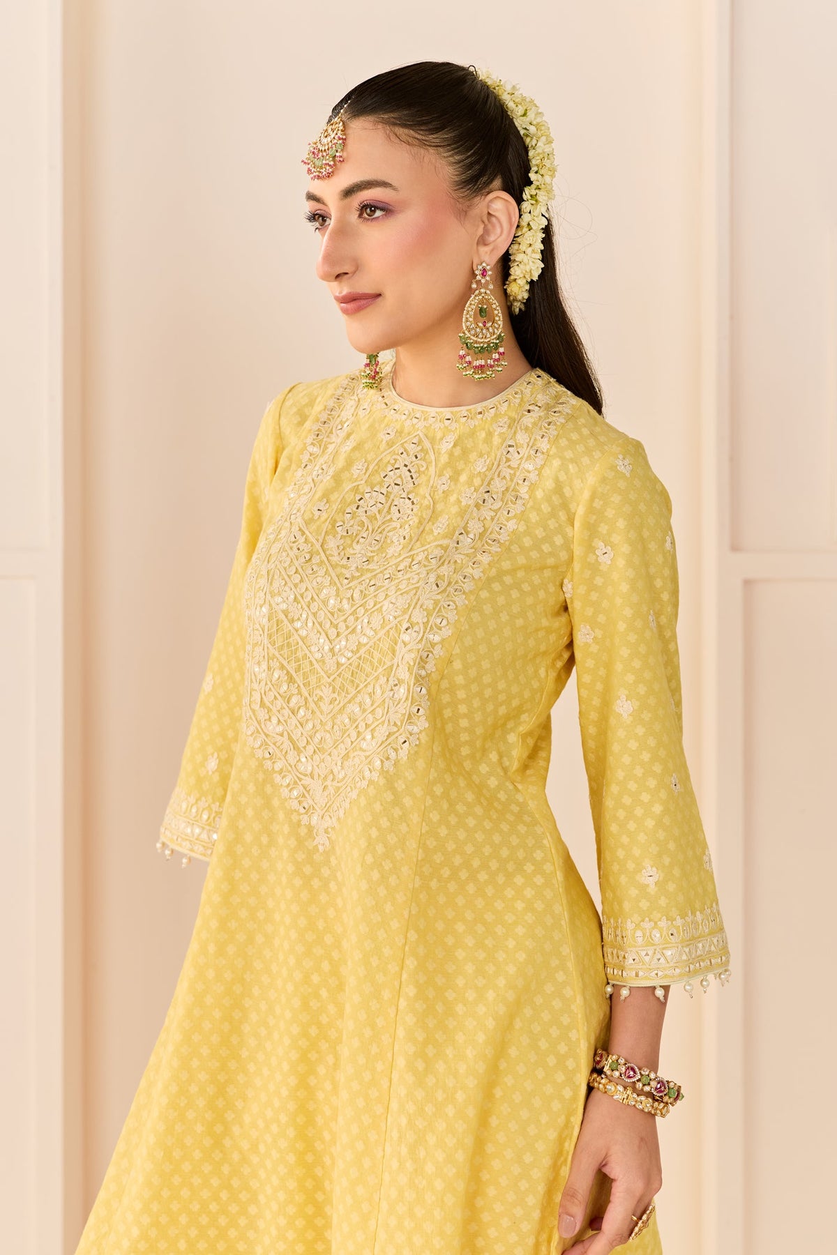 Tripiti Gulati  In Nida - Lemon Yellow  Short Choga With Farshi Salwar