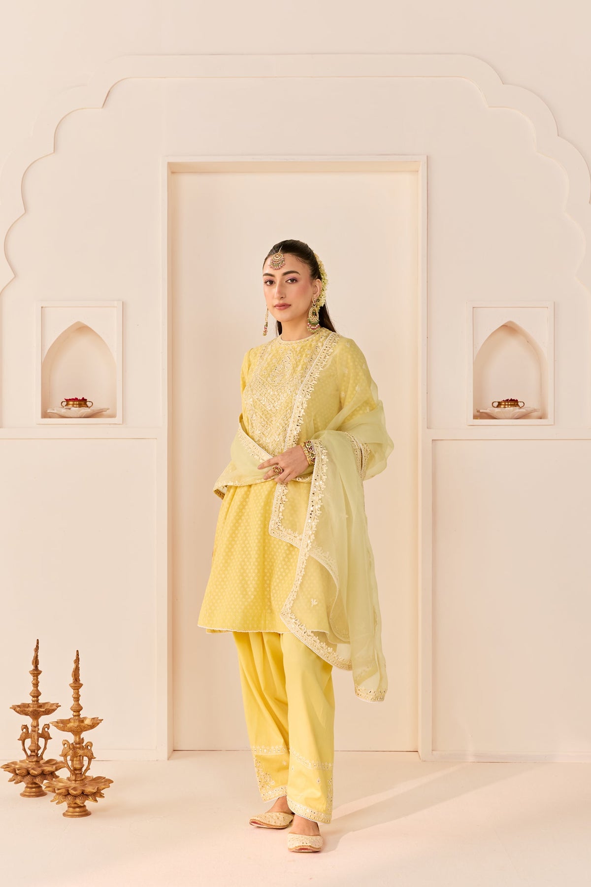 Tripiti Gulati  In Nida - Lemon Yellow  Short Choga With Farshi Salwar