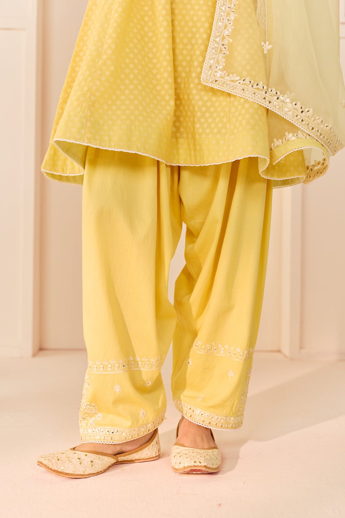 Tripiti Gulati  In Nida - Lemon Yellow  Short Choga With Farshi Salwar