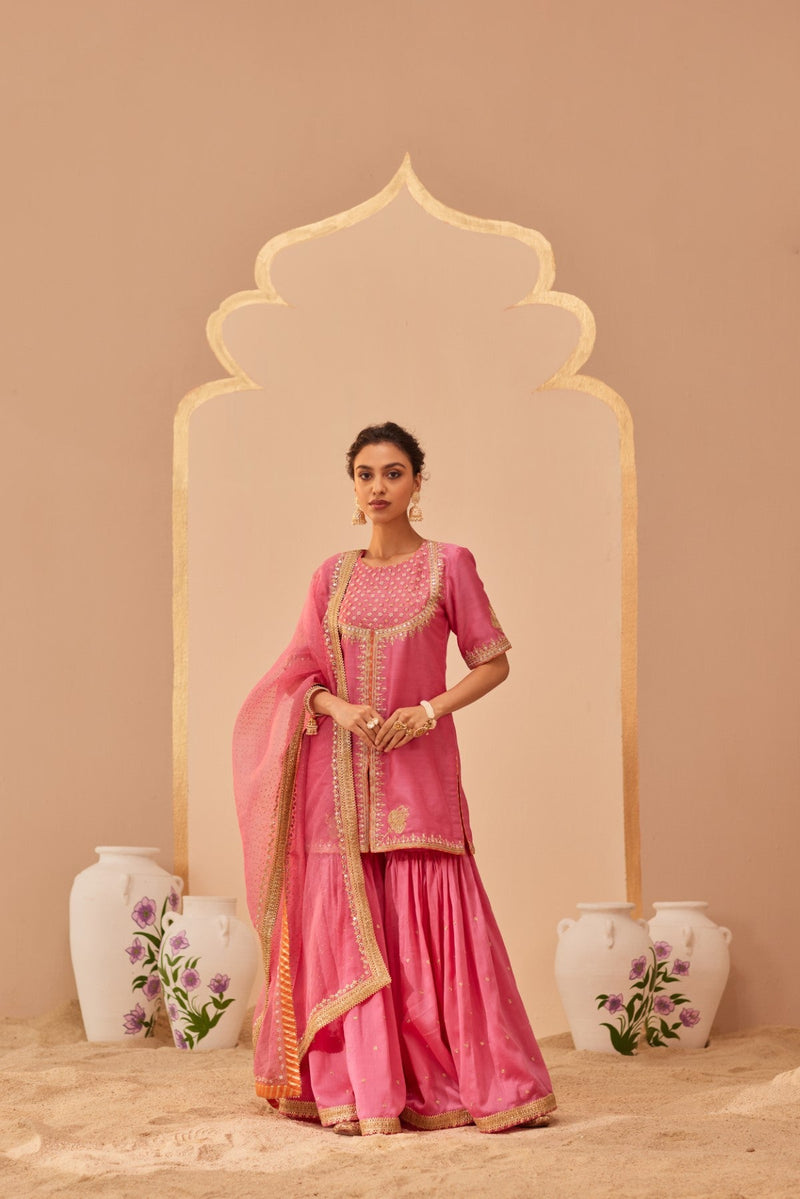 Suhair - Flamingo Pink Kurta Garara Set
