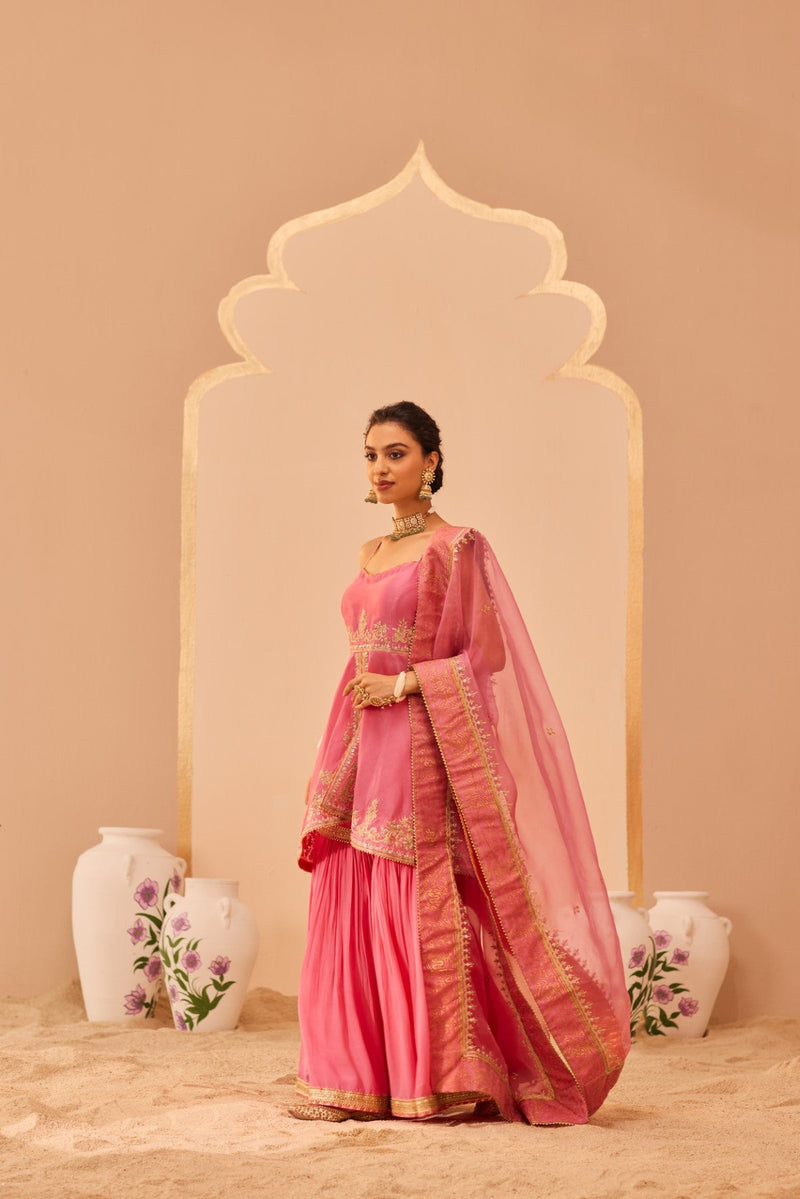 Tahira - Flamingo Pink Kurta Garara Set