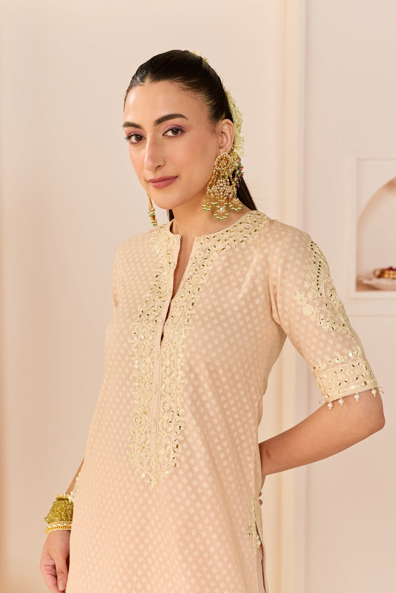 Anaisha - Carnation Pink Short Kurta With Farshi Salwar (LXRTS)