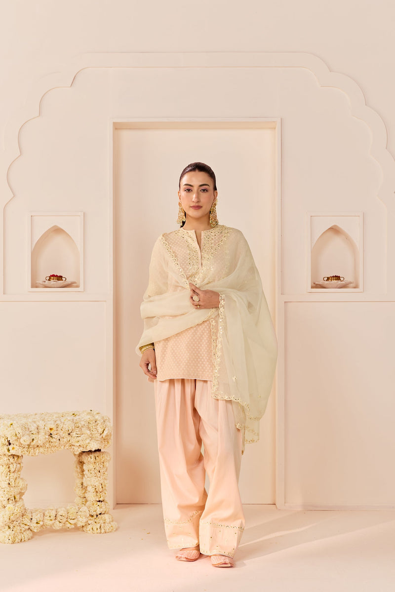 Anaisha - Carnation Pink Short Kurta With Farshi Salwar (LXRTS)