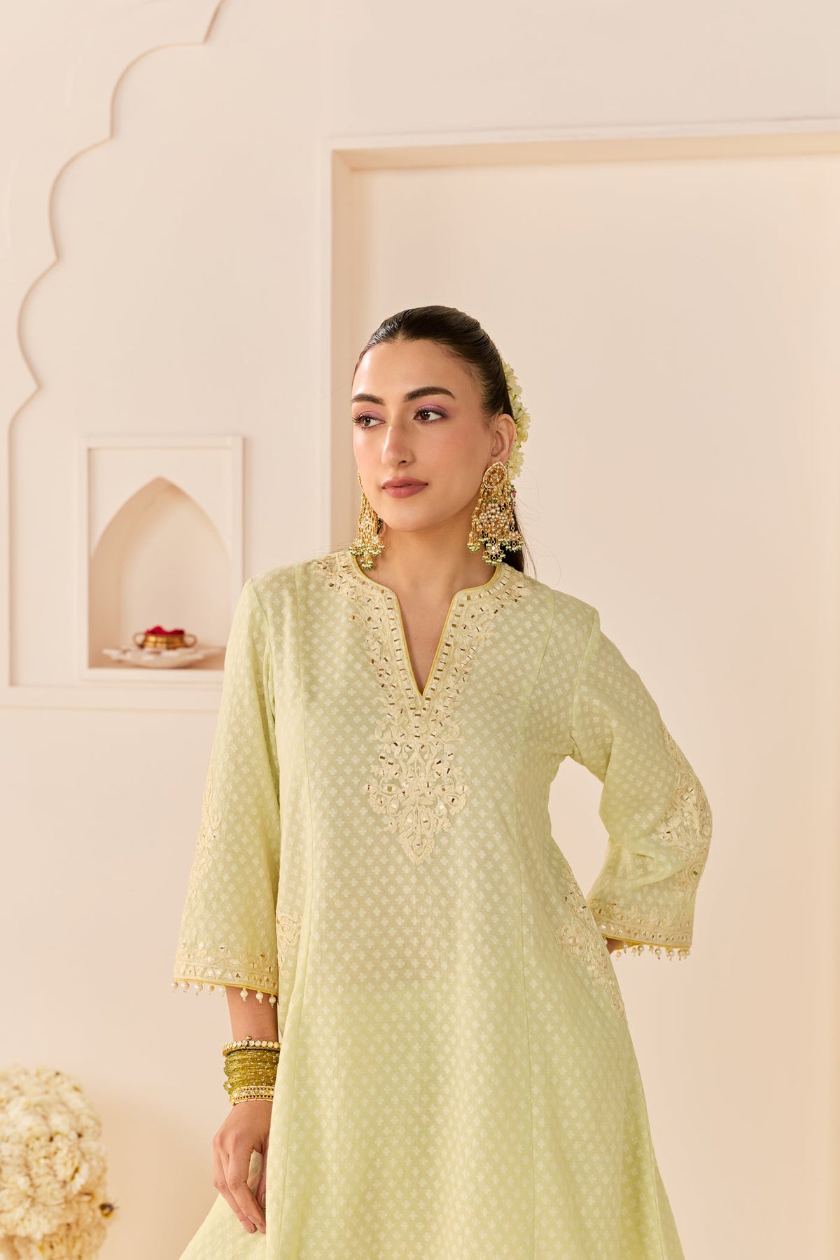 Reem - Mint Green Short Choga With Dogri Salwar