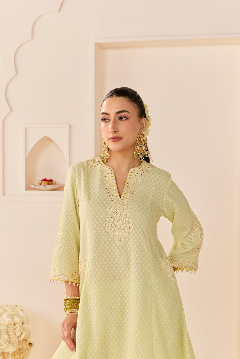 Reem - Mint Green Short Choga With Dogri Salwar
