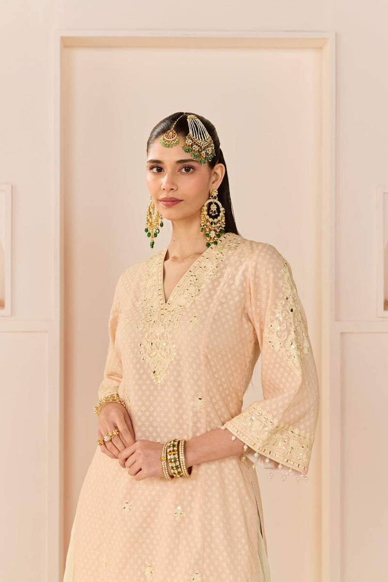 Ruhani - Carnation Pink Long Kurta With Skirt And Dupatta (LXRTS)