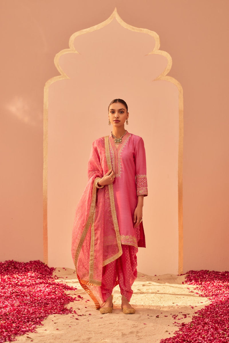 Faheeda - Flamingo Pink Kurta Set