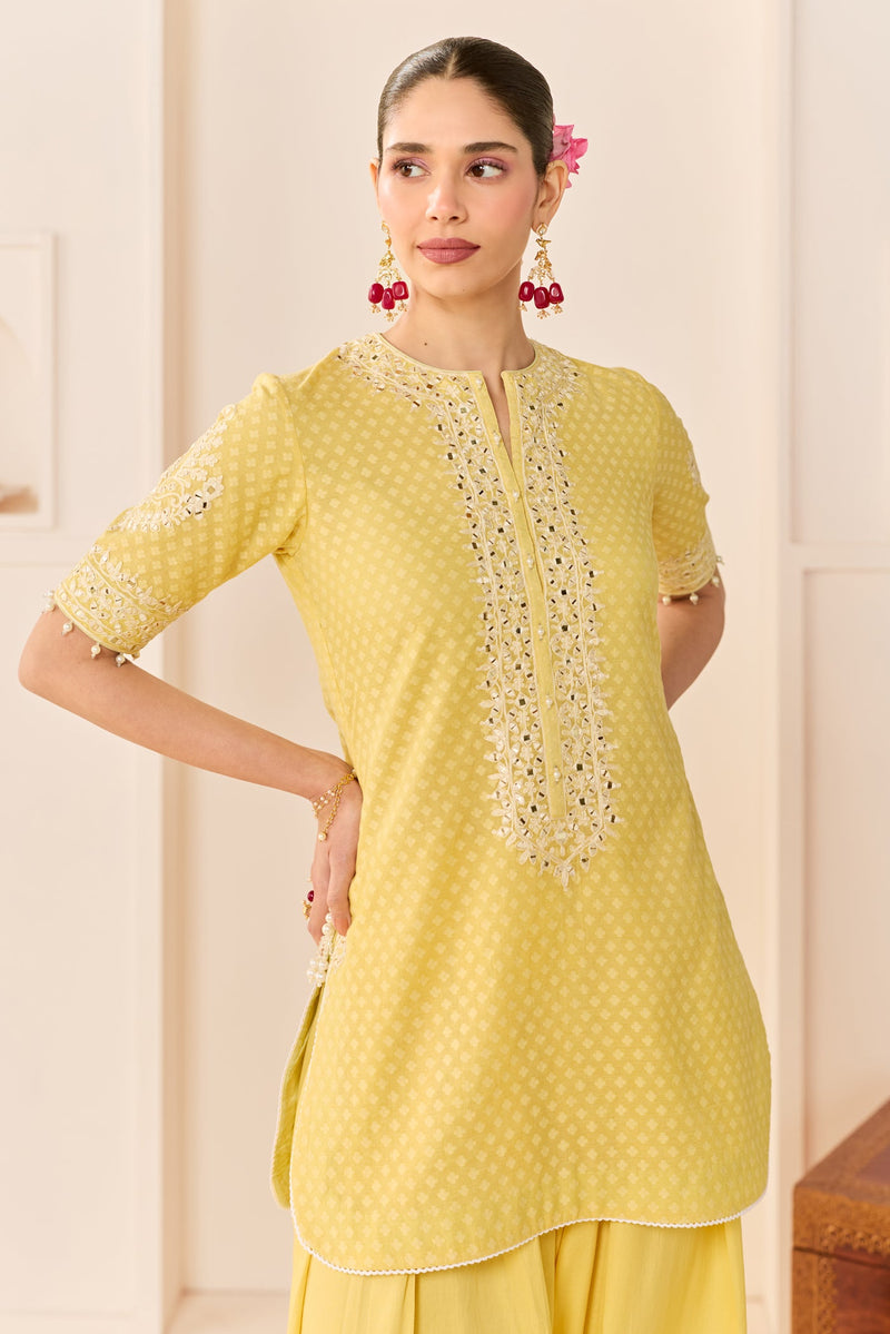 Anaisha - Lemon Yellow Short Kurta With Farshi Salwar (LXRTS)