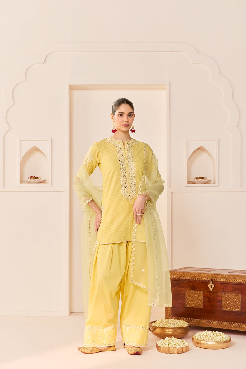 Anaisha - Lemon Yellow Short Kurta With Farshi Salwar (LXRTS)