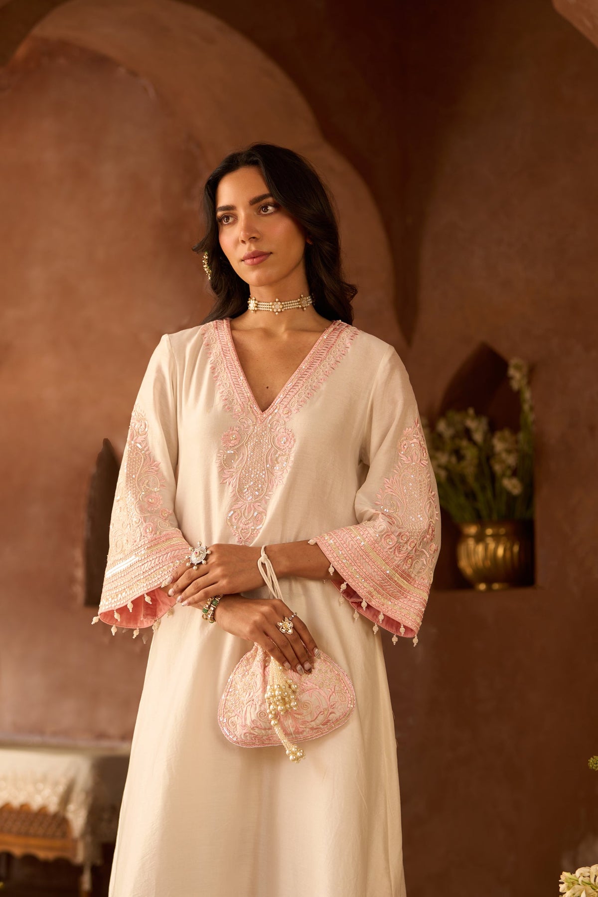 Payal Sen In SAHABAT - DAISY IVORY WITH PINK KAAFTAN WITH SALWAR