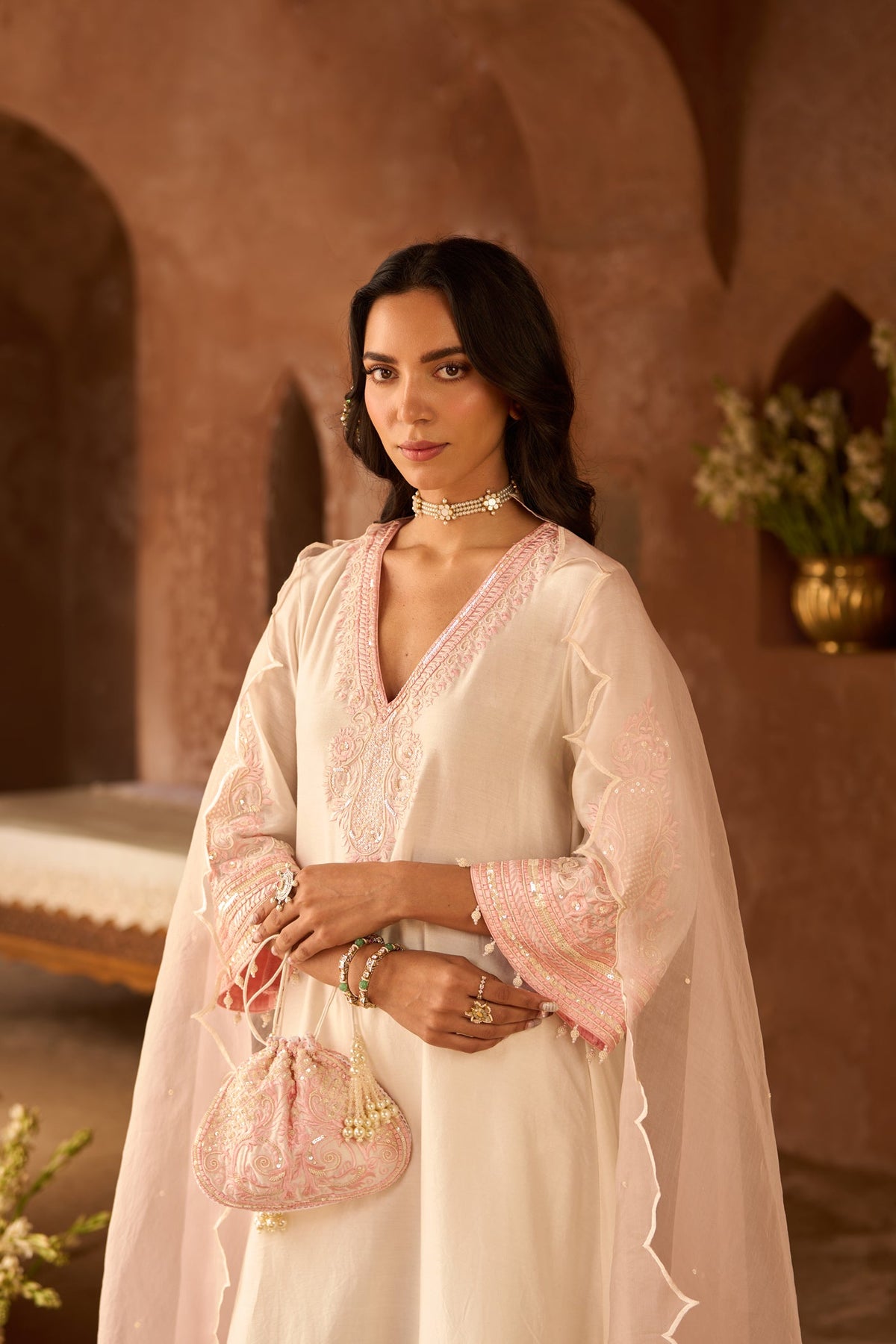 Payal Sen In SAHABAT - DAISY IVORY WITH PINK KAAFTAN WITH SALWAR
