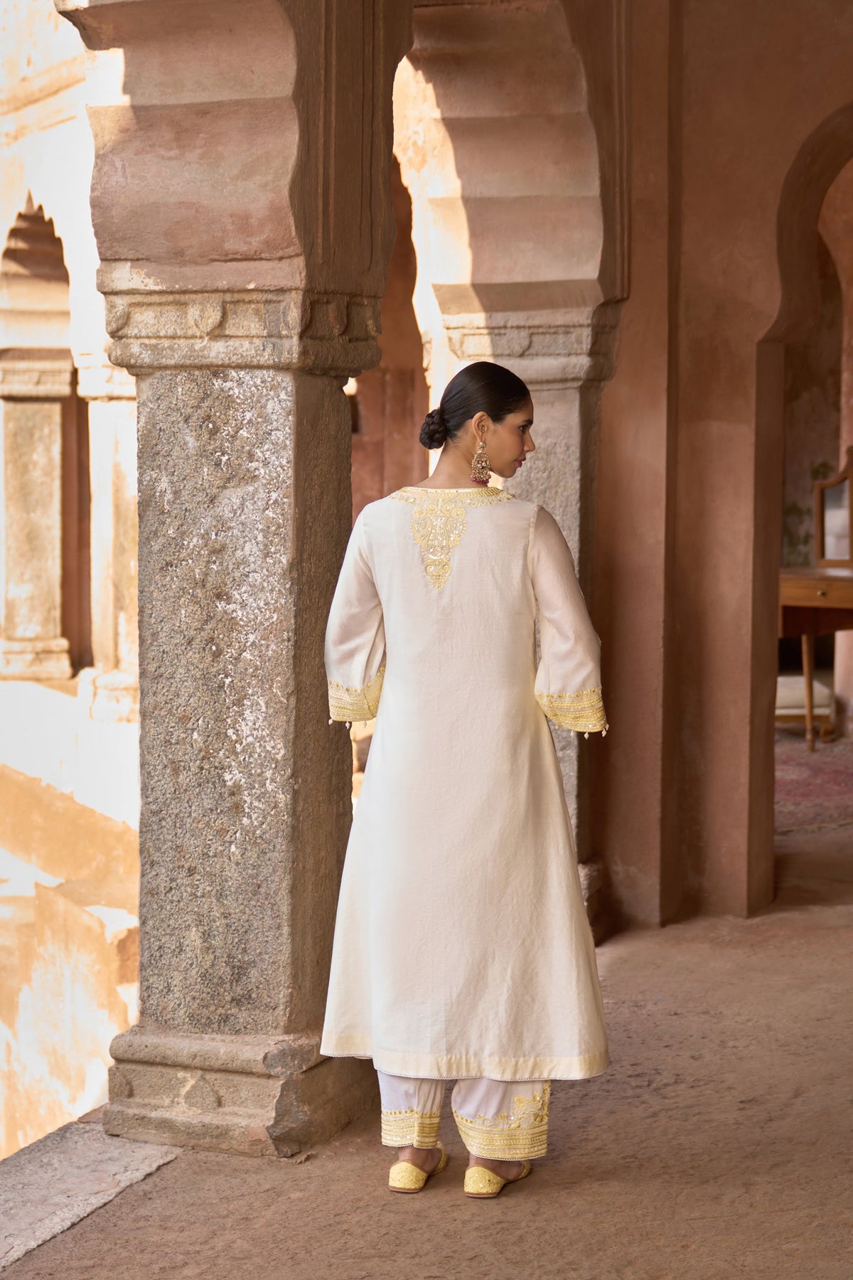 SAHABAT - DAISY IVORY WITH LEMON YELLOW KAAFTAN WITH SALWAR (LXRTS)