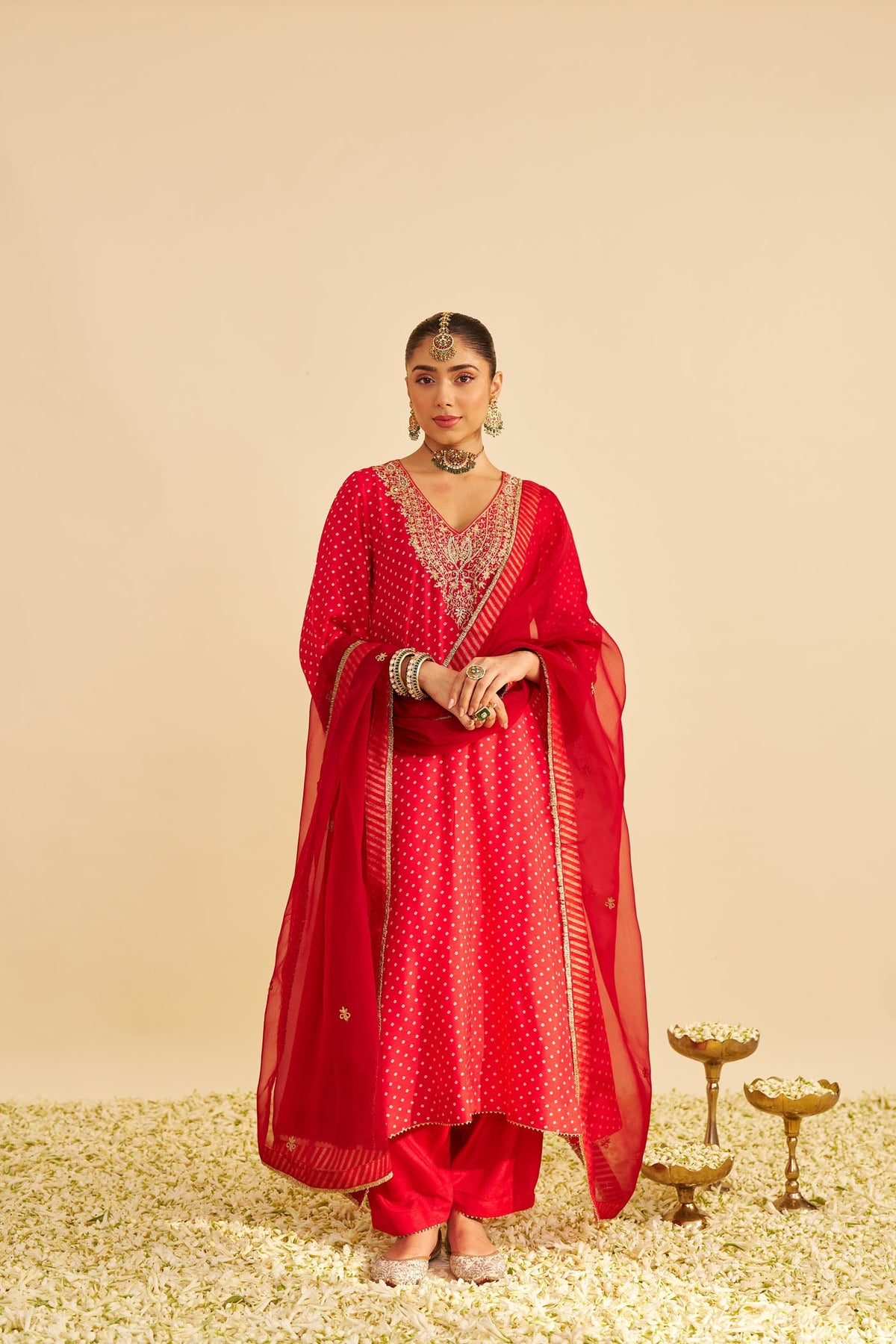 ZALIYAH - RED LONG CHAUGA WITH SALWAR
