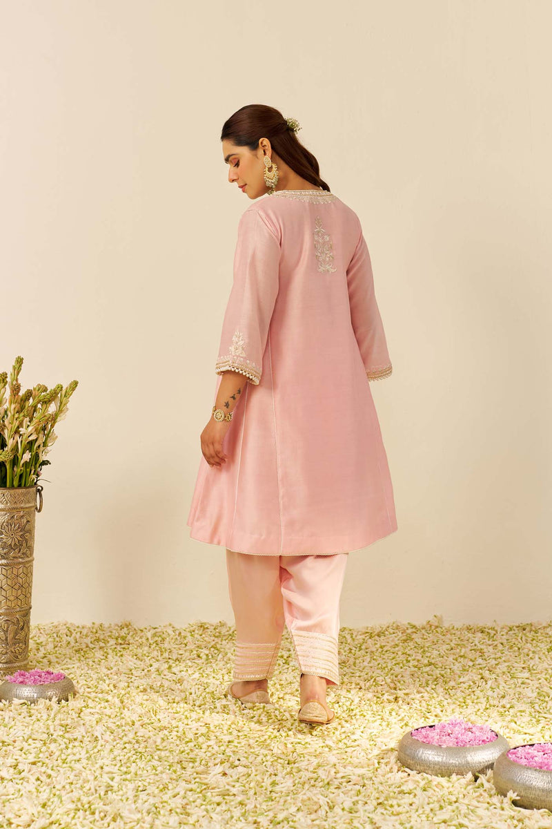 AIZA - Blush Pink SHORT CHAUGA WITH SALWAR