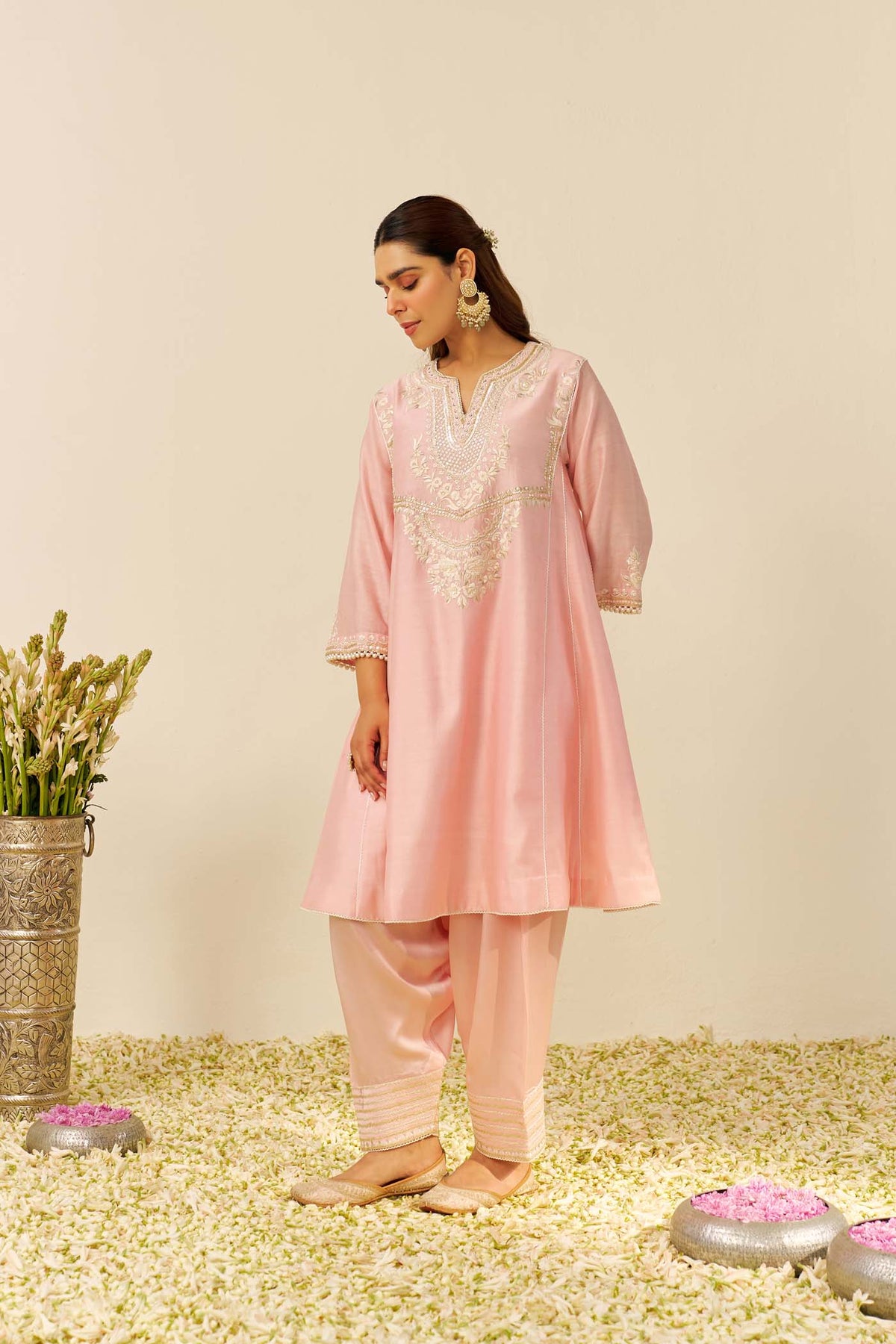 AIZA - Blush Pink SHORT CHAUGA WITH SALWAR