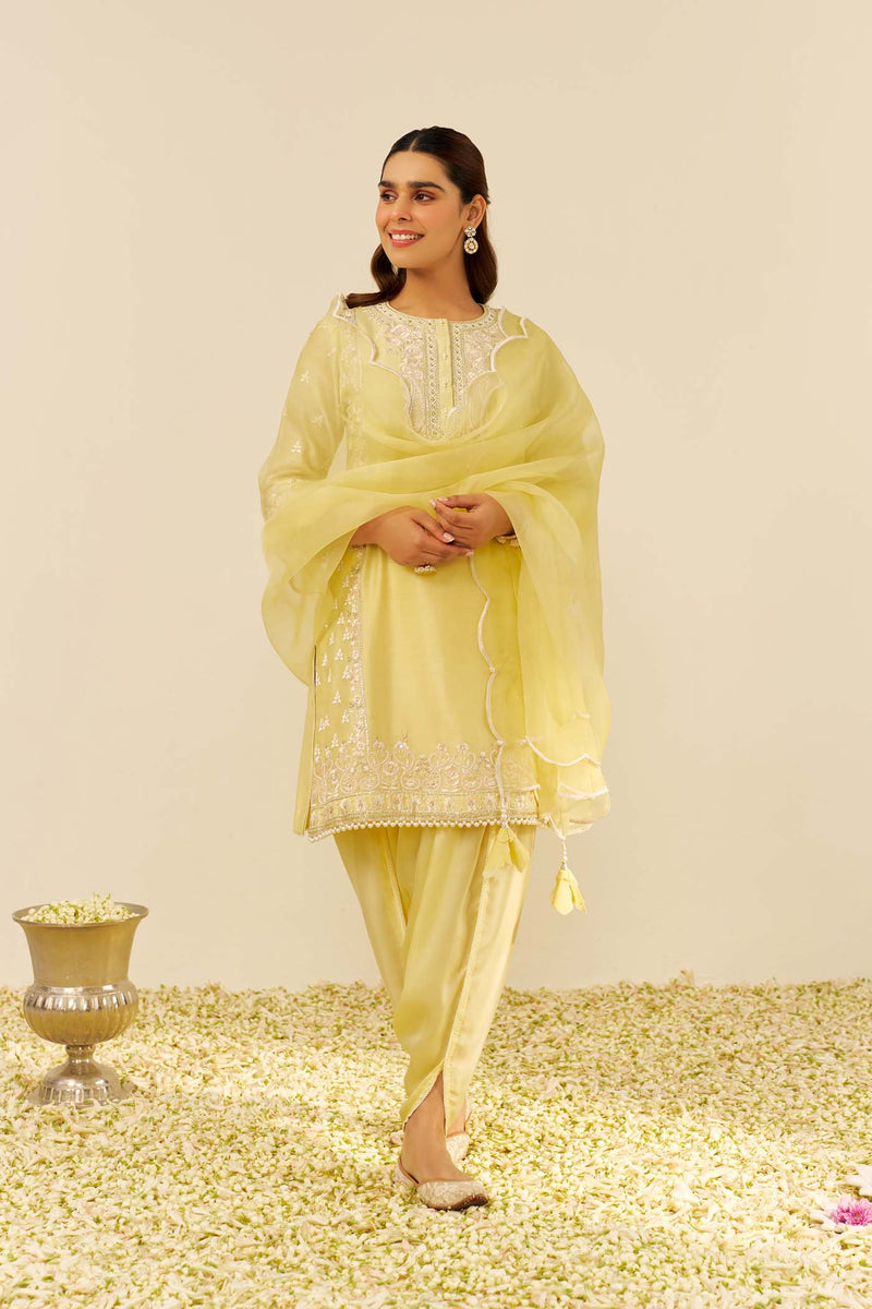 Vipra Mehta in ZAISHA - Lemon Yellow SHORT KURTA WITH DHOTI