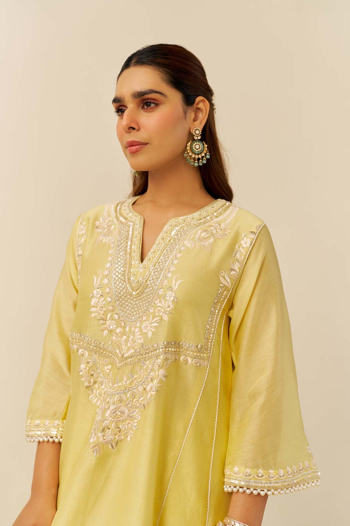 AIZA - Lemon Yellow SHORT CHAUGA WITH SALWAR