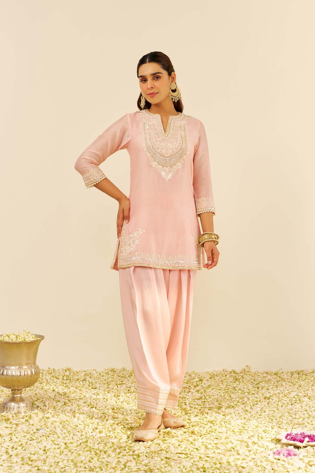 SARA - Blush Pink SHORT KURTA WITH  SALWAR