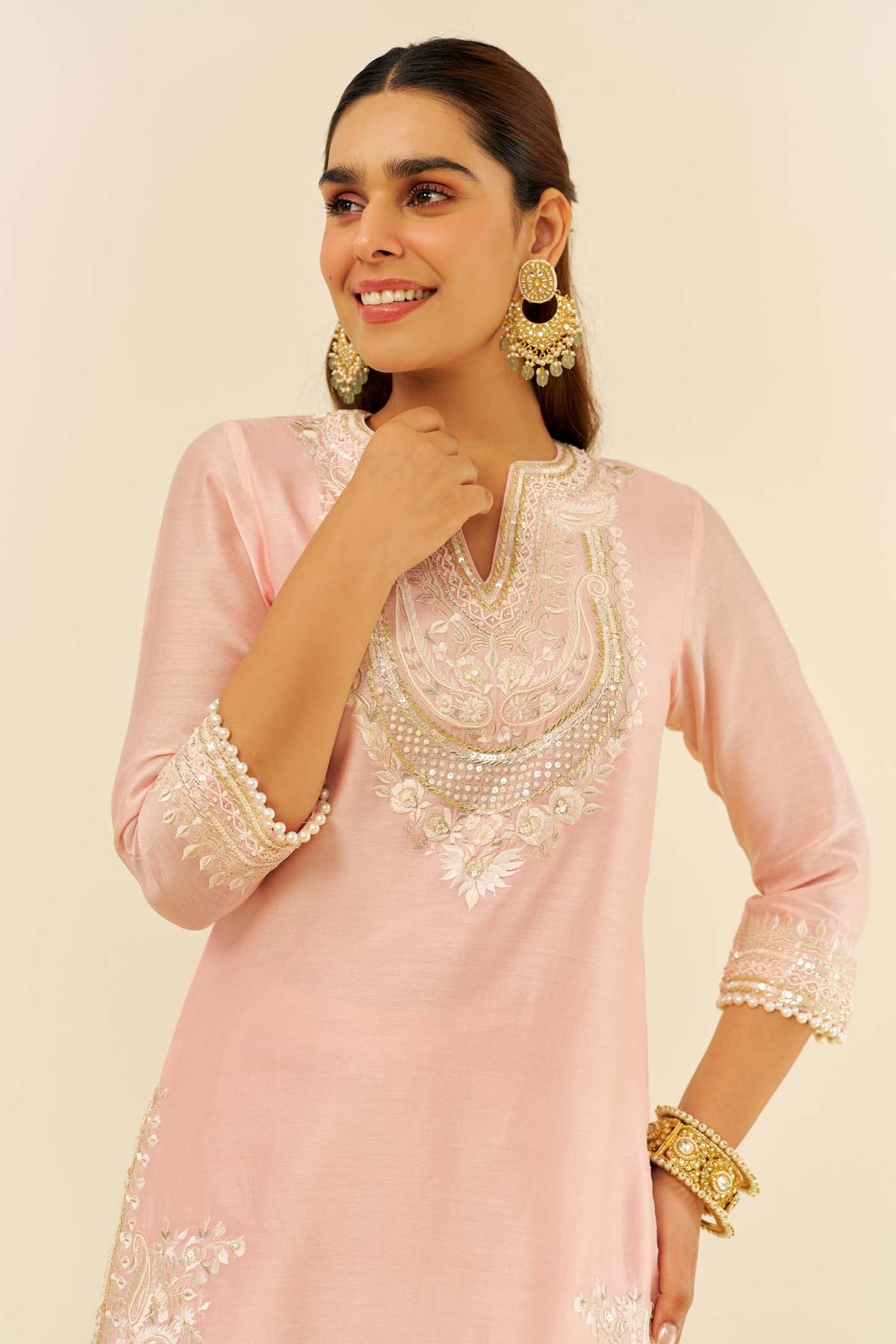 SARA - Blush Pink SHORT KURTA WITH  SALWAR