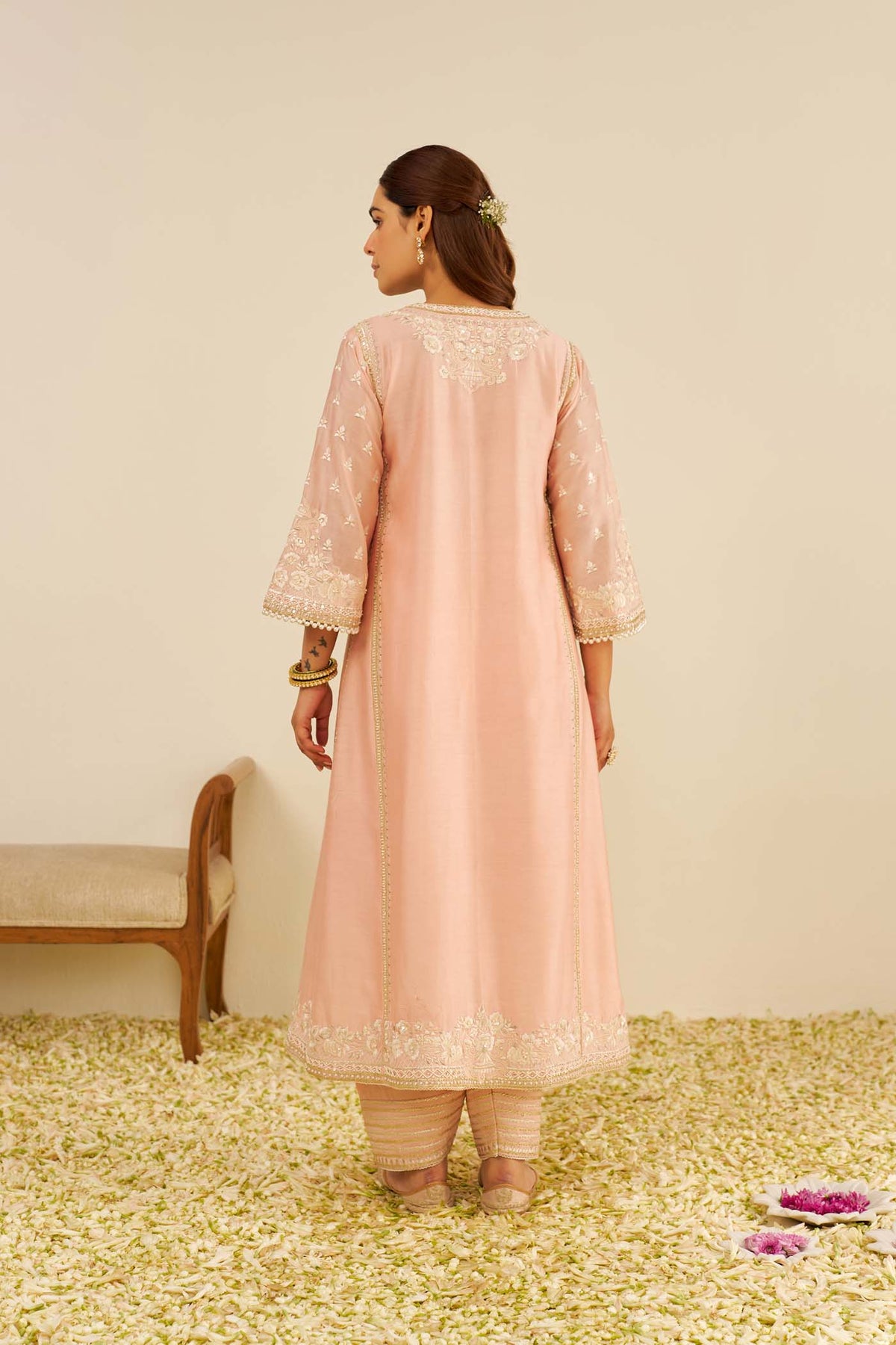 MAAROOFA - Off Rose LONG CHAUGA WITH SALWAR