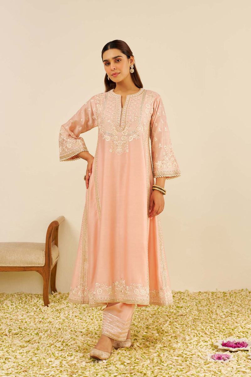 MAAROOFA - Off Rose LONG CHAUGA WITH SALWAR