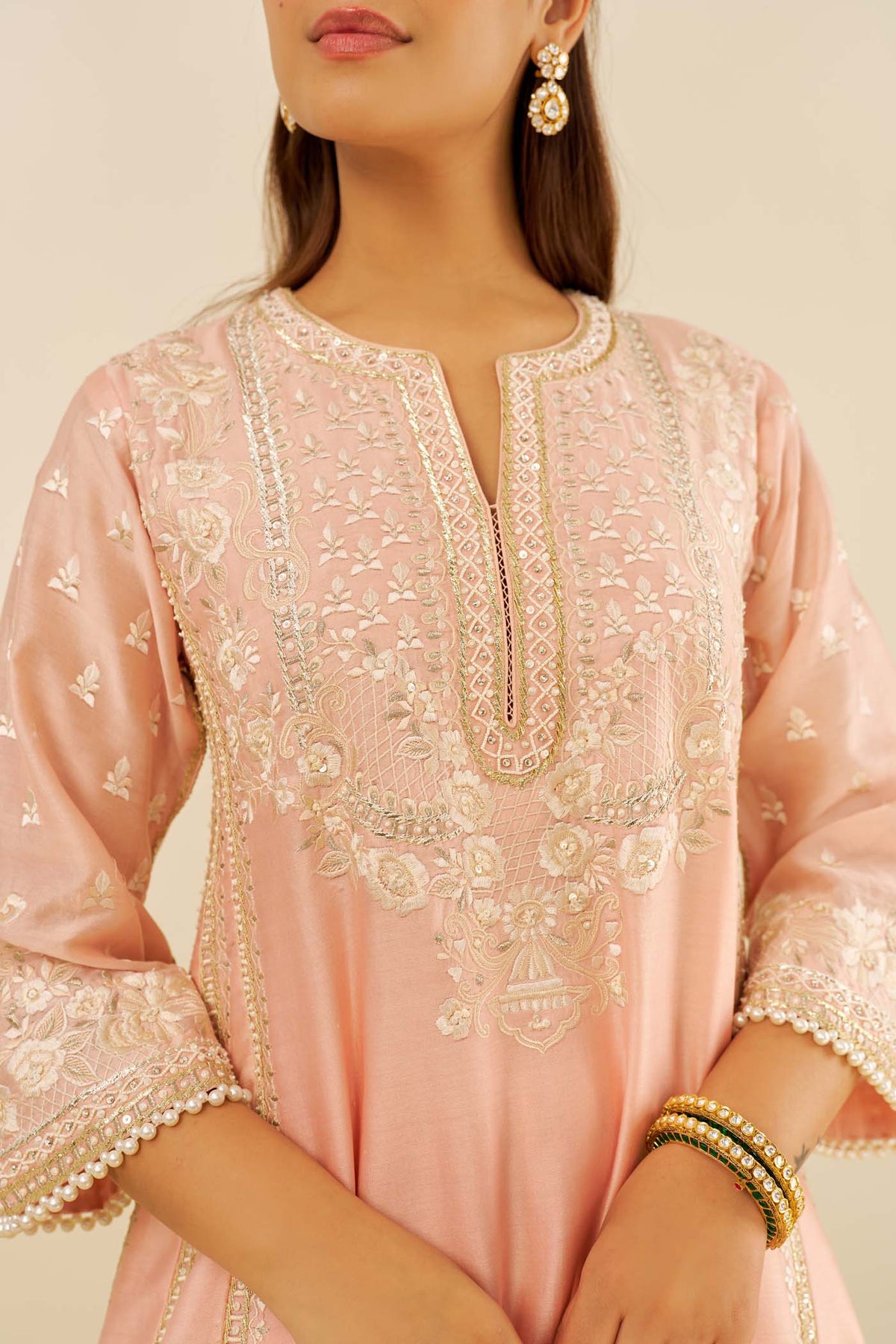 MAAROOFA - Off Rose LONG CHAUGA WITH SALWAR