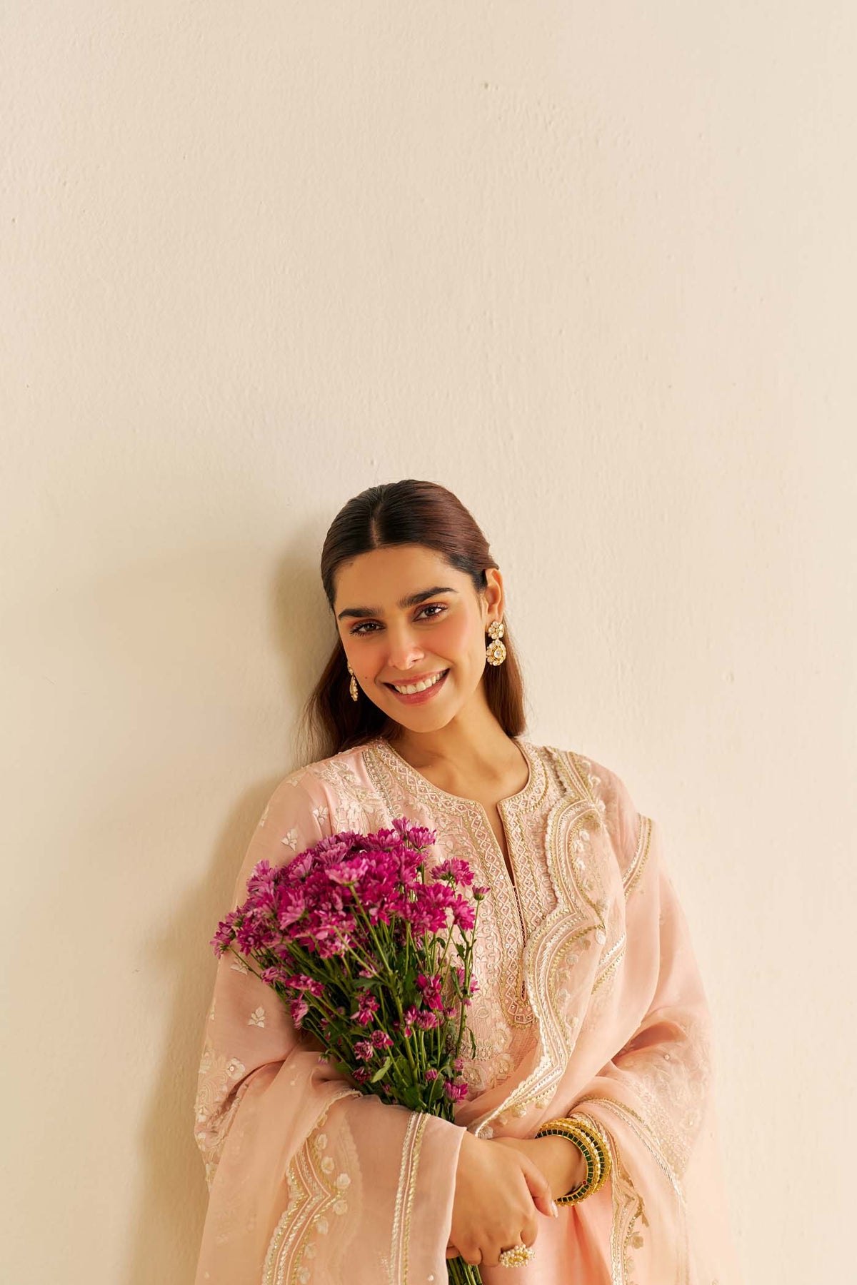 MAAROOFA - Off Rose LONG CHAUGA WITH SALWAR