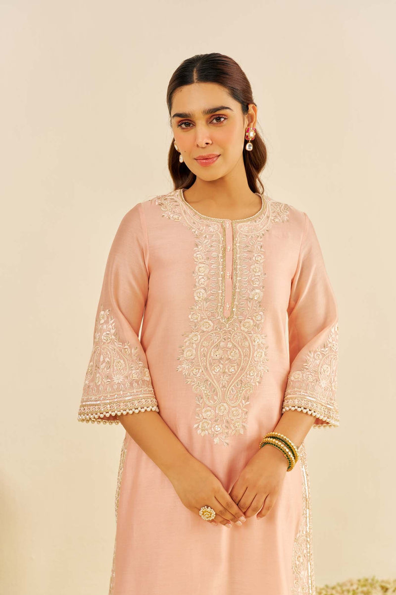 Sereen - Off Rose A-Line Kurta With Palazzo