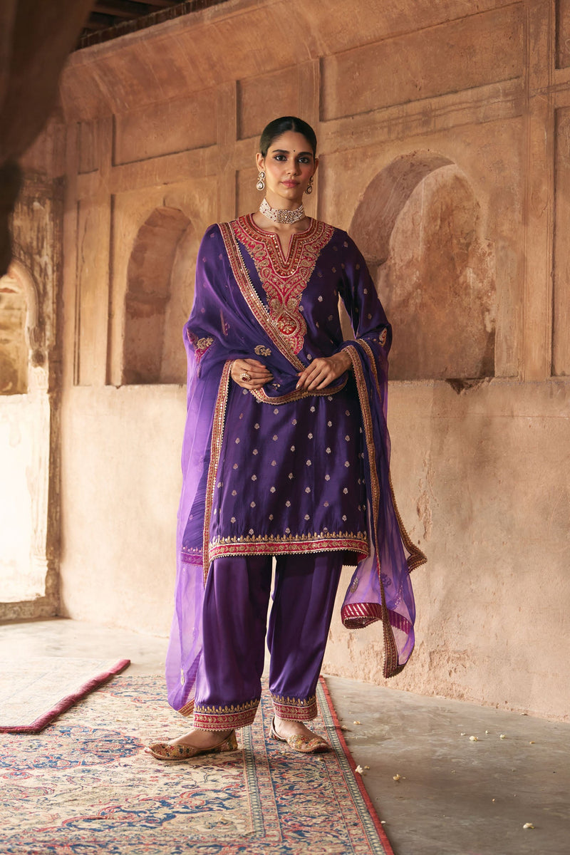 HAFSA - DEEP PURPLE CHAUGA WITH SALWAR