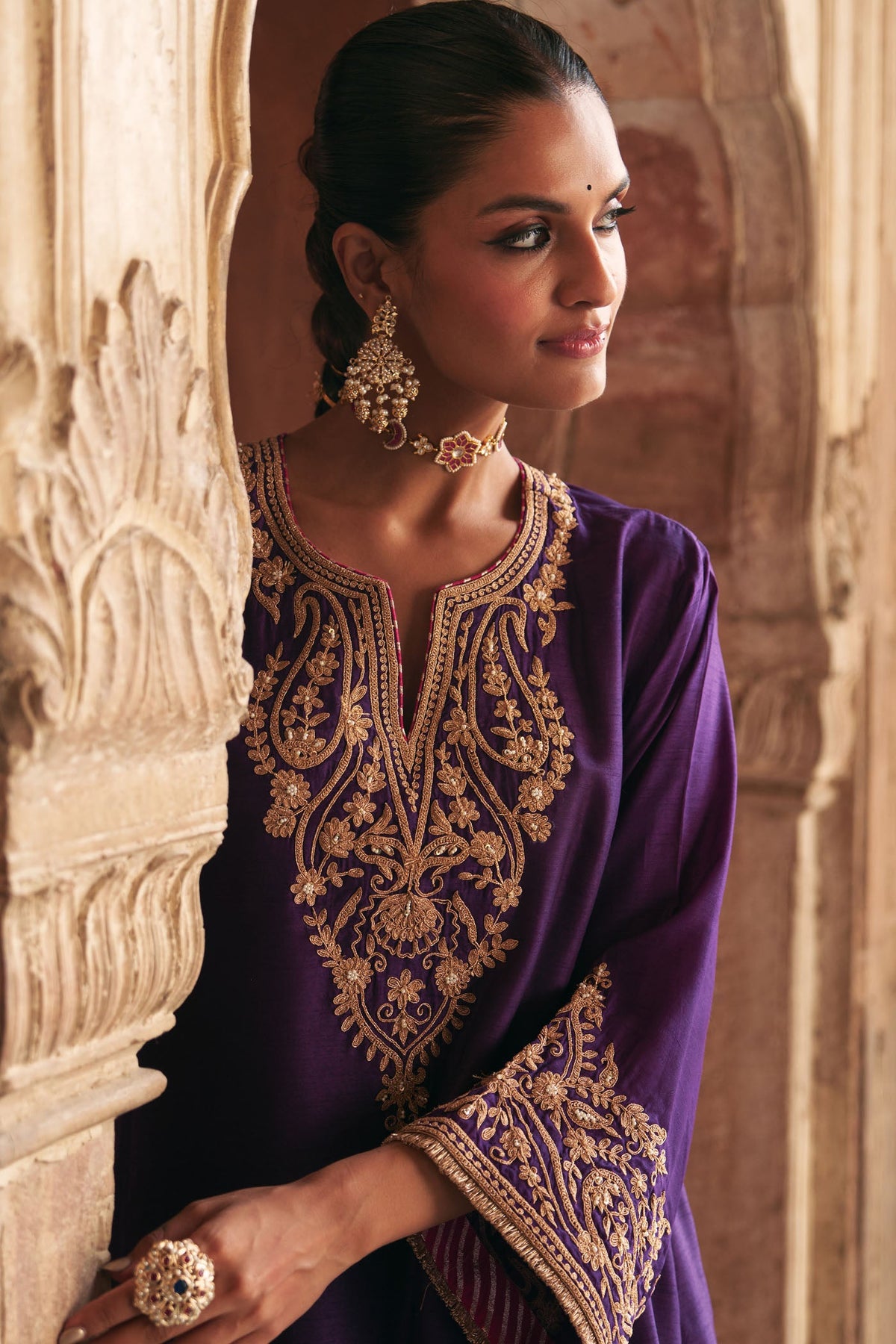 MARWA - DEEP PURPLE SHORT CHAUGA WITH SALWAR (LXRTS)