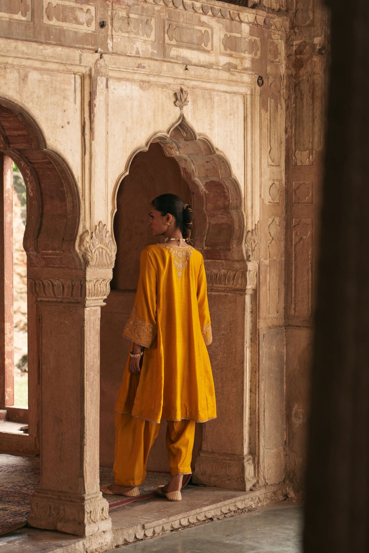 MARWA - Heirloom Mustard SHORT CHAUGA WITH SALWAR (LXRTS)