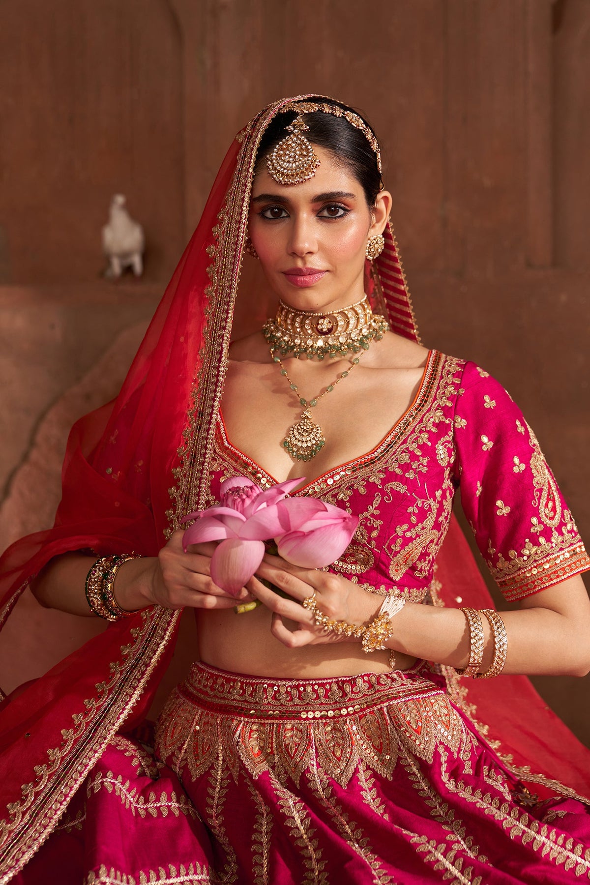 AMARA - Rani Hotpink LEHENGA