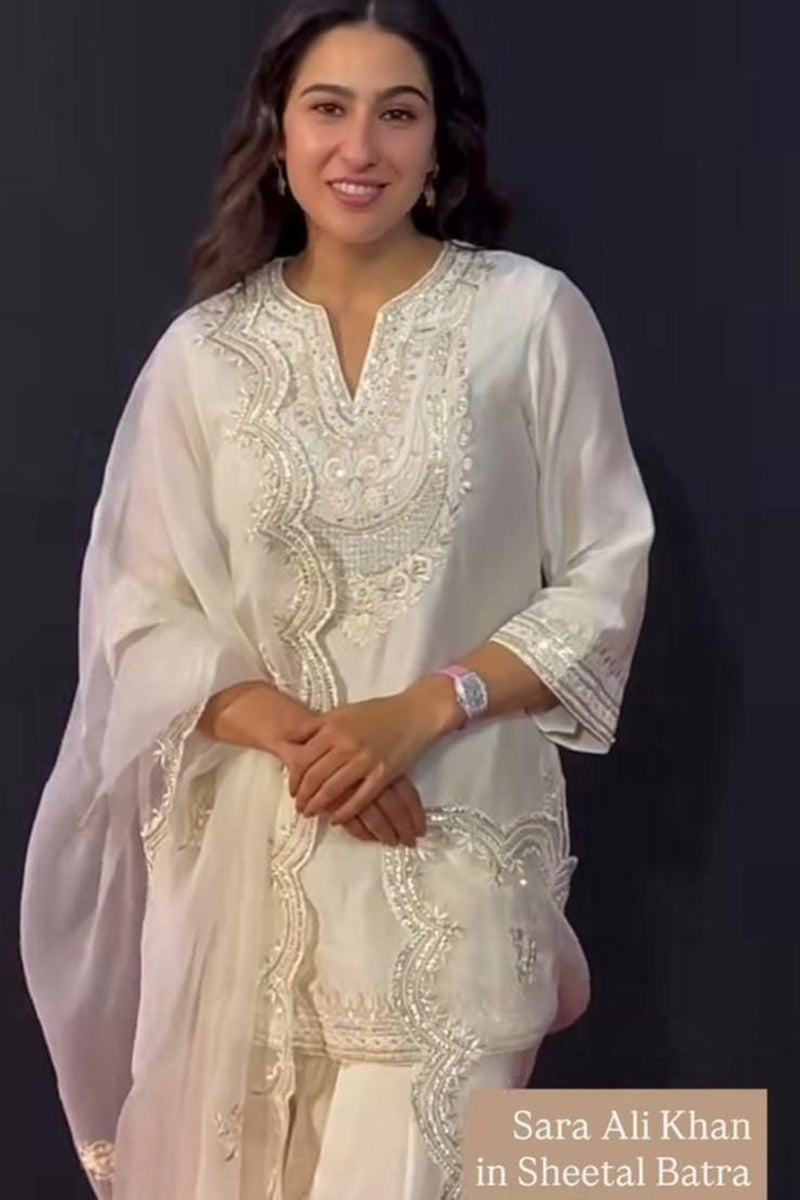 Sara Ali Khan in Sara - Daisy Ivory Short Kurta With  Salwar