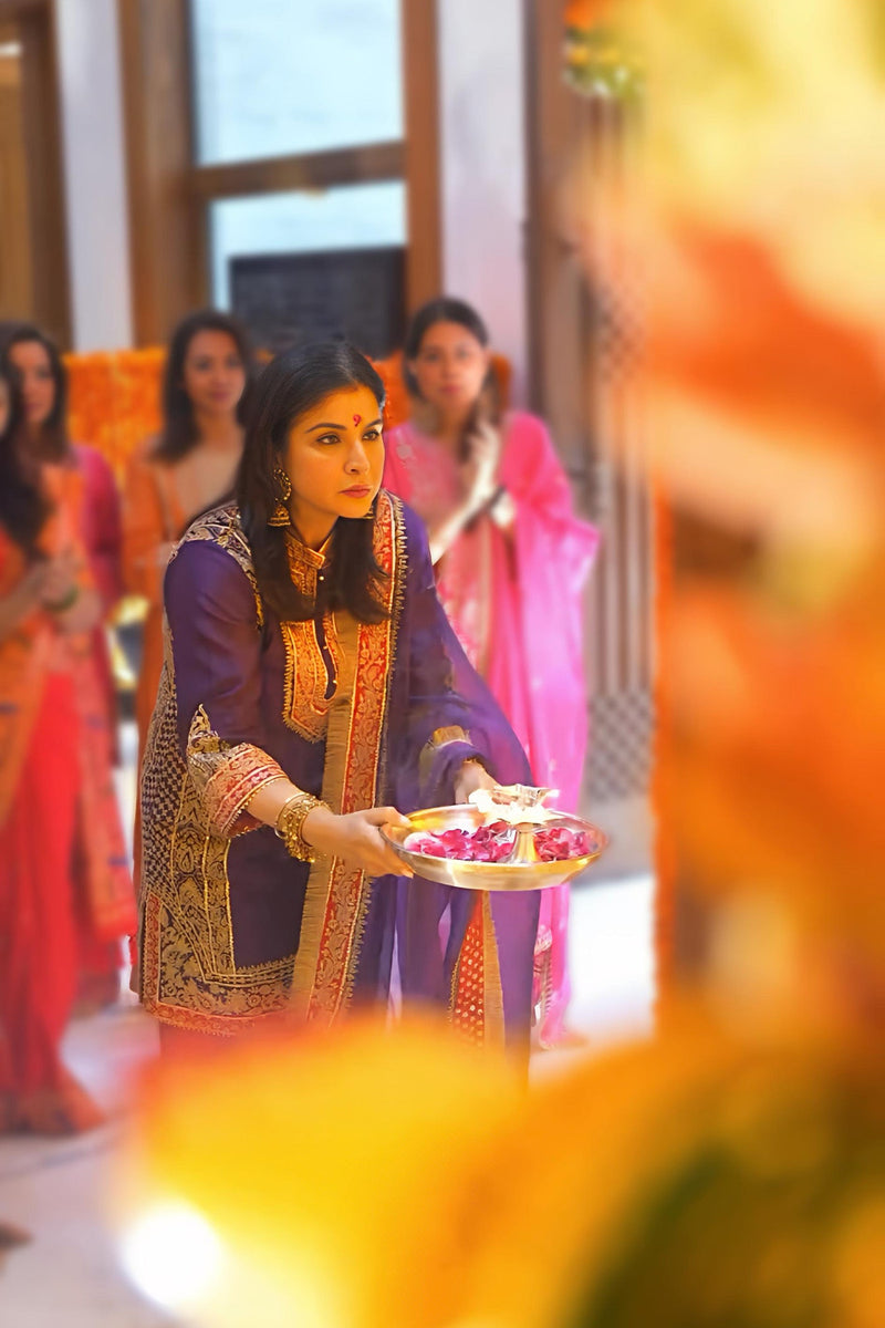 MAHEEP KAPOOR IN NAAYAAB - PURPLE SHORT KURTA WITH SALWAR AND DUPATTA