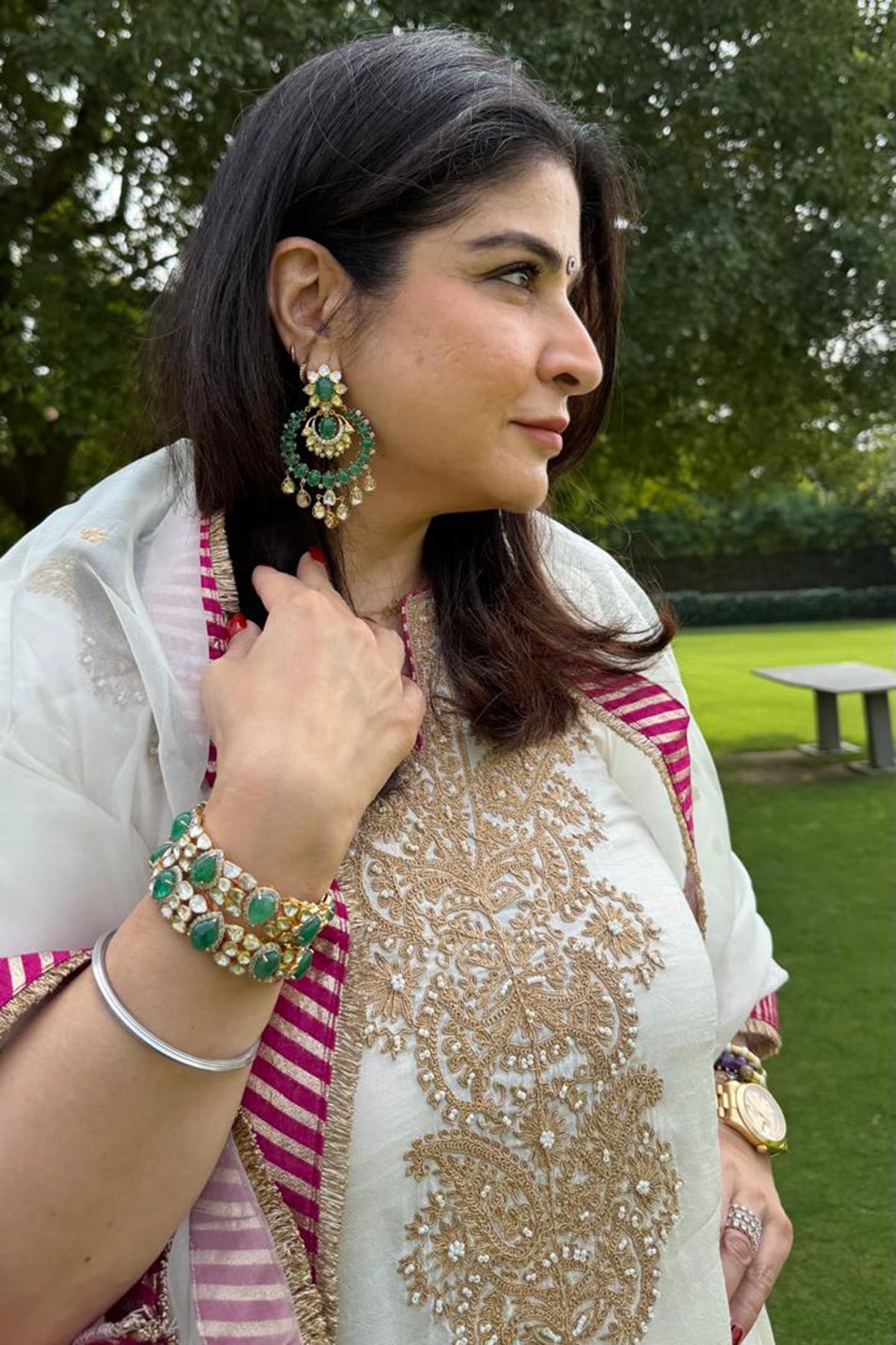 Maheep Kapoor In HIBA - DAISY IVORY LONG KAFTAN WITH SALWAR AND DUPATTA
