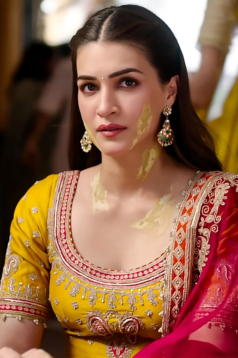 Kriti Sanon in  Mehan - Heirloom Mustard Short Kurta with Garara
